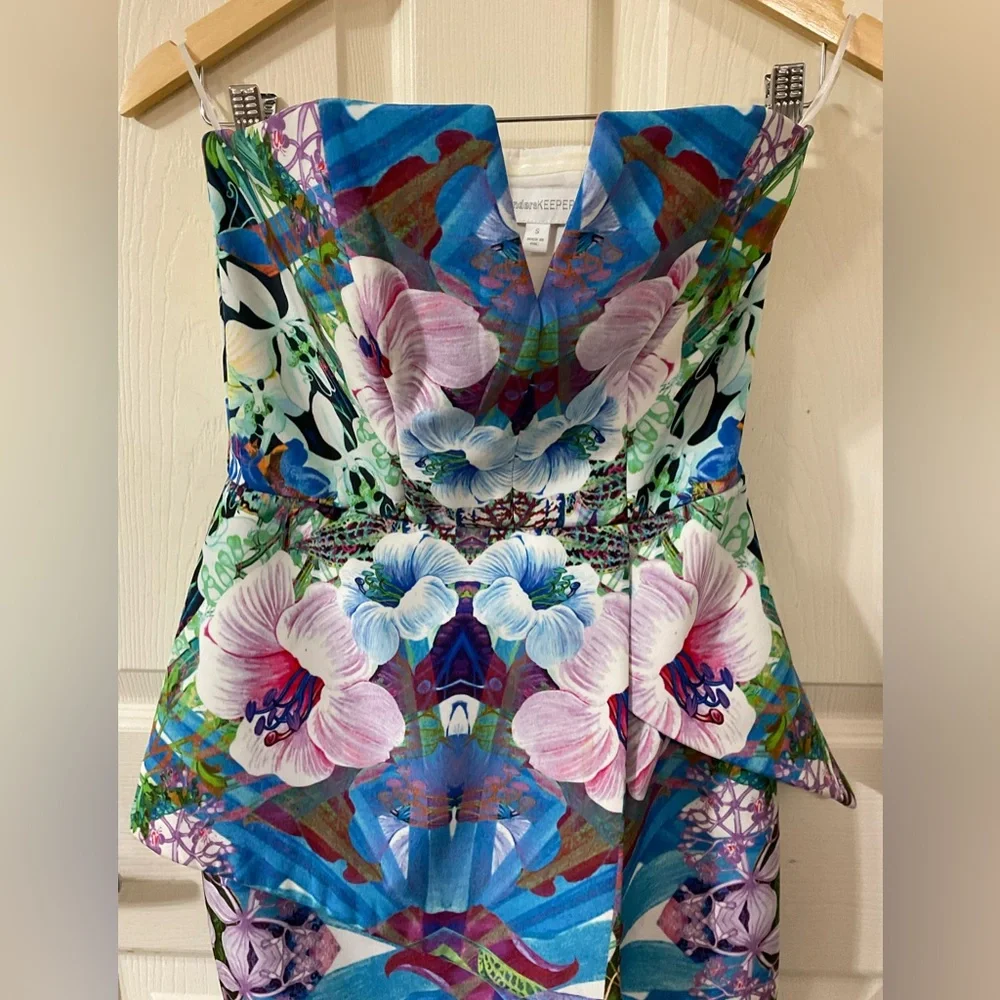 Anthropologie‎ Finders Keeper Vivace Floral peplum Strapless Dress. Cocktail 2